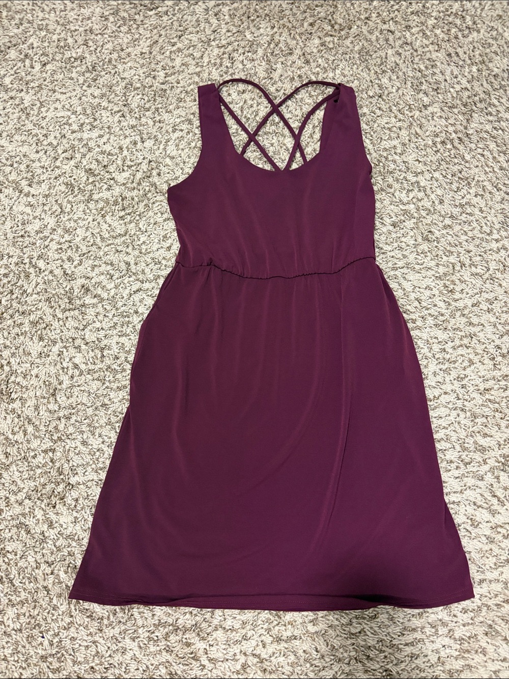 Women’s Sleeveless Crisscross Back Dress in Deep Plum